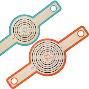 Angadona 2 Size Sourdough Silicone Bread Sling - 9.5 inch and 8.3 inch Round Non-Stick & Easy Clean Reusable Silicone Baking Mat for dutch oven. Sourdough Bread Baking mat tools supplier Liner