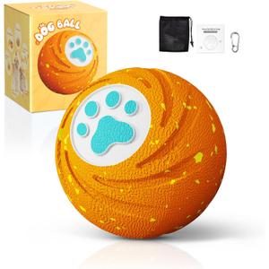 Lovkid Smart Interactive Dog Ball Toy - Durable E-TPU for Aggressive Chewers, 3 Play Modes Automatic Moving, Bouncing, Pet Gift for Medium and Large Dogs Indoor & Outdoor Use(Orange)