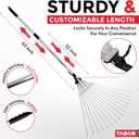 TABOR TOOLS Adjustable Metal Rake - Collapsible & Telescopic - Garden, Yard, & Lawn - Ideal for Leaves, Shrubs & Small Areas. J16A