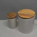 LE TAUCI Ceramic Kitchen Canister Set with Airtight Lids, Food Storage Containers for Flour, Sugar, Coffee - Large Embossed Jars for Pantry Storage & Countertop Decor - Set of 2 (78/25 oz), Clover