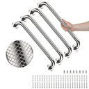 4 Pack 24 Inch Shower Grab Bar, YuanDe Chrome Bathroom Grab Bar Handle w/Anti-Slip Knurled Grip, Stainless Steel Bath Balance Bar,1.25" Diameter Safety Hand Rail Support,Handicap Injury Elderly Senior