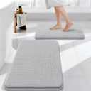 OLANLY Bathroom Rugs Sets 2 Piece, Soft Absorbent Memory Foam Bath Rug Set, Non-Slip, Quick Dry, Machine Washable Bath Mats for Bathroom, Home Decor Accessories (30"x20"+24"x16", Light Grey)