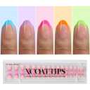 BTArtboxnails XCOATTIPS Brighter Pastel French Tip Press On Nails - Extra Short Almond Press On Nails, Soft Gel Nail Tips, 160Pcs Soak Off Acrylic Colorful Fake Nail Extension in 16 Sizes