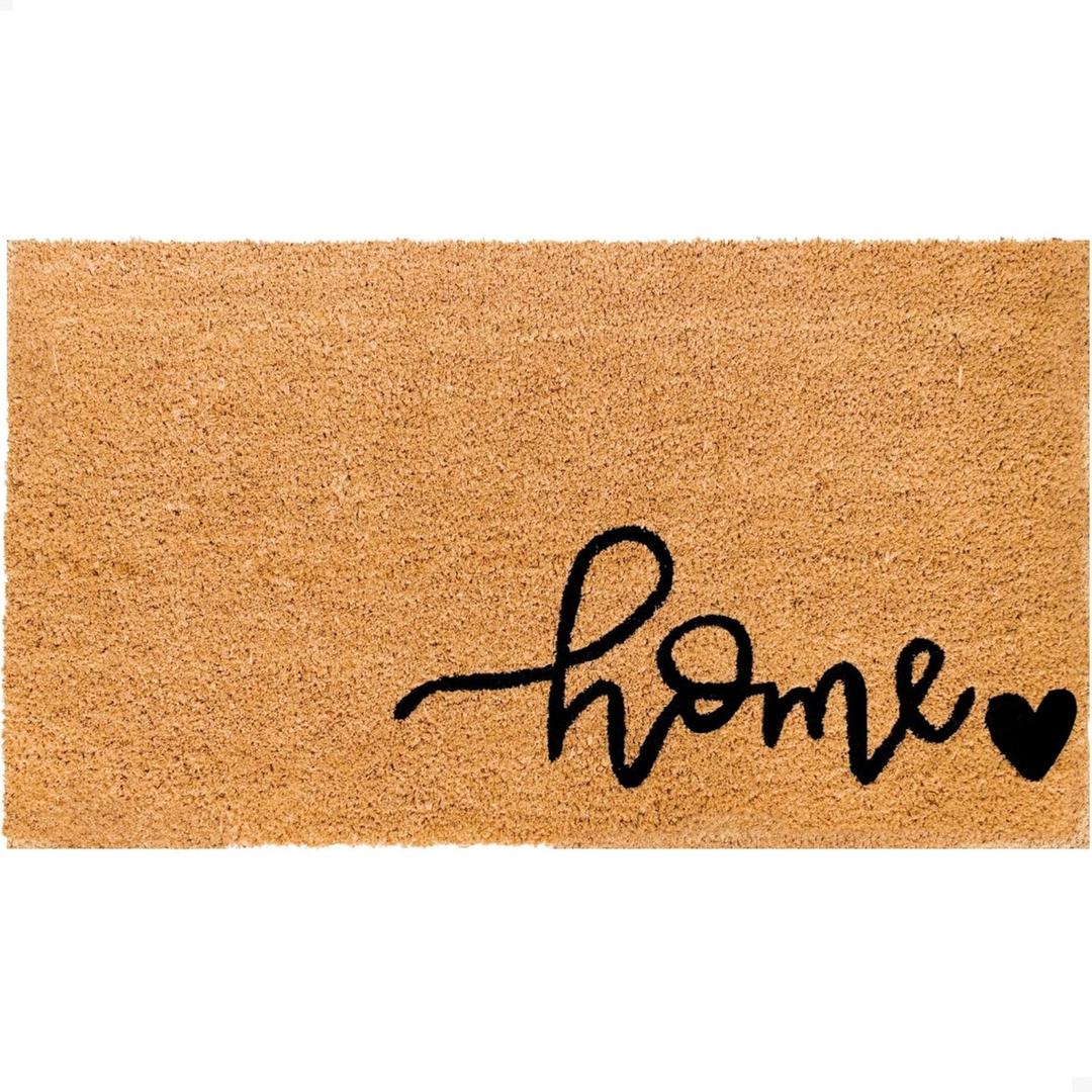THEODORE MAGNUS Door Mat - Welcome Mat for Front Door with Non-Slip Backing - Durable Coir Doormat - Perfect for Outside Entrance and Entryway Matt - Outdoor/Indoor - Heart and Home - 17" x 30" (1'5" x 2'6" (Rectangular))