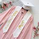 Dunzoom 2026 Arab Countries Graduation Cap and Stole Sash Set Saudi Arabia United Arab Emirates Egypt Embroidery Grad Hat Sash with Charm Tassel Class of 2026 for America International Student