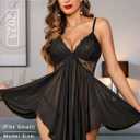 Avidlove Women Lingerie Lace Babydoll V Neck Sexy Sleepwear Strap Chemise (Black, L)