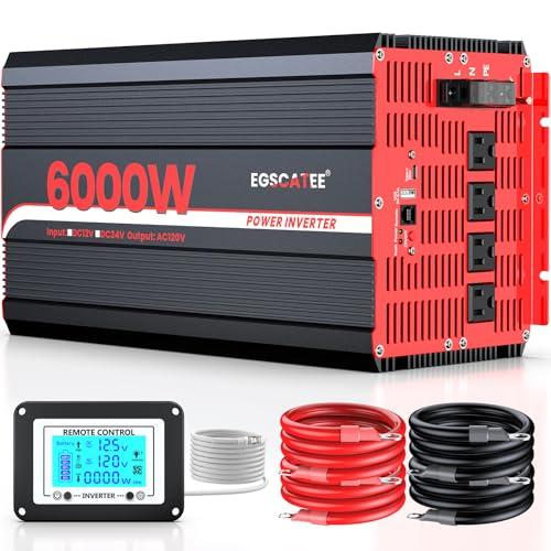 6000W Power Inverter 12V DC to 120V AC,12000W Peak Power for Off-Grid Solar
