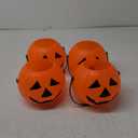 4 Pcs Plastic Pumpkin Buckets Trick or Treat Halloween Candy Baskets with Handle 6.7 x 5.1 Inches Plastic Pumpkin Large Candy Basket for Halloween Trick or Treat Party Supplies (Funny)