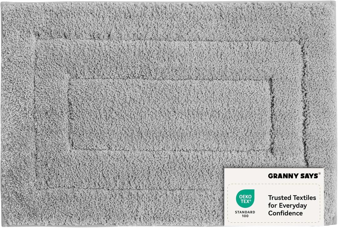 GRANNY SAYS Gray Bathroom Rug, Bath Mat for Bathroom Non-Slip, Super Soft and Water Absorbent, Microfiber Bath Rug, Machine Wash Dry, Bath Rug for Floor, Tub and Shower, 32" x 20" (Grey)
