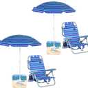 Nice C Toddler Beach Chair, Kids Beach Chair with Umbrella, Backpack Beach Folding Chairs, Backpack Camping Chairs, 5-Position Reclining, with Cup Holder, for Beach, Camping, Picnic (2 Pack)