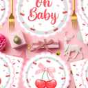 Cherry Baby Shower Decorations for Girls - Shes the Cherry On Top Themed Table Centerpieces, Banner, Hanging Swirls, Plates & Napkins, Sweet Welcome Baby Party Supplies