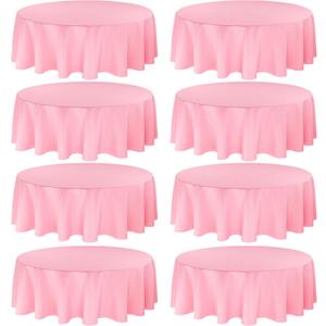 8 Pack Premium Pink Tablecloth - 108 Inch Round Table Covers - Washable Polyester Fabric - Wedding Party Reception Banquet Buffet Restaurant