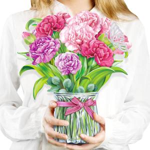 Airpark Pop Up Flower Card, 10 Inch Carnation 3D Paper Flowers Bouquet, Popup Greeting Cards with Blank Note Card & Envelope, Birthday, Graduation Decorations, Get Well Soon, Thank You Gifts for Women Mother