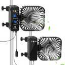 2-Pack 4 Grow Tent Fan With Temperature And Humidity Meter,Automatic Humidity Control,Oscillating Fan For Hydroponic Ventilation Circulation With Clips,Adjustable Speed Quiet Greenhouse