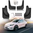 Updated Mud Flaps Compatible with Tesla Model Y 2017-2024 Mudguard No Drilling Splash Guards Tire Protector PP Material All Weather Protection Accessories, Set of 4 (For Model Y)