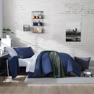 Nautica - Twin/Twin XL Bed Set, Reversible Comforter with Matching Shams, Bed Sheets and Laundry Bag, Dorm Essentials (Captain's Blue/Green)