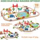 Tiny Land 110PCS Wooden Train Set Toy Train with Tracks for Kids Ages 3-7, Compatible with Major Brands, Ideal Railway Playset for Boys and Girls, Great Birthday