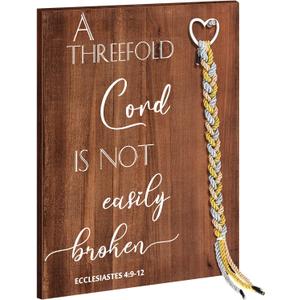 Yookeer a Cord of Three Strands a Threefold Cord Wedding Unity Sign Marriage Art Wood Framed Braid for Wedding Ceremony Ideas Couple Anniversary Wall Hanging, 13.4 x 9.5 inch(Retro Style)