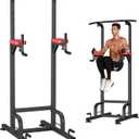 RELIFE REBUILD YOUR LIFE Power Tower Pull Up Bar Station Workout Dip Station for Home Gym Strength Training Fitness Equipment, Red 