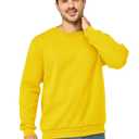 Asrlivp Mens Crewneck Sweatshirts Casual Fleece Pullover Sweatshirt Long Sleeve Basic Sweat Shirts(XXXL,Yellow) (XXXL)
