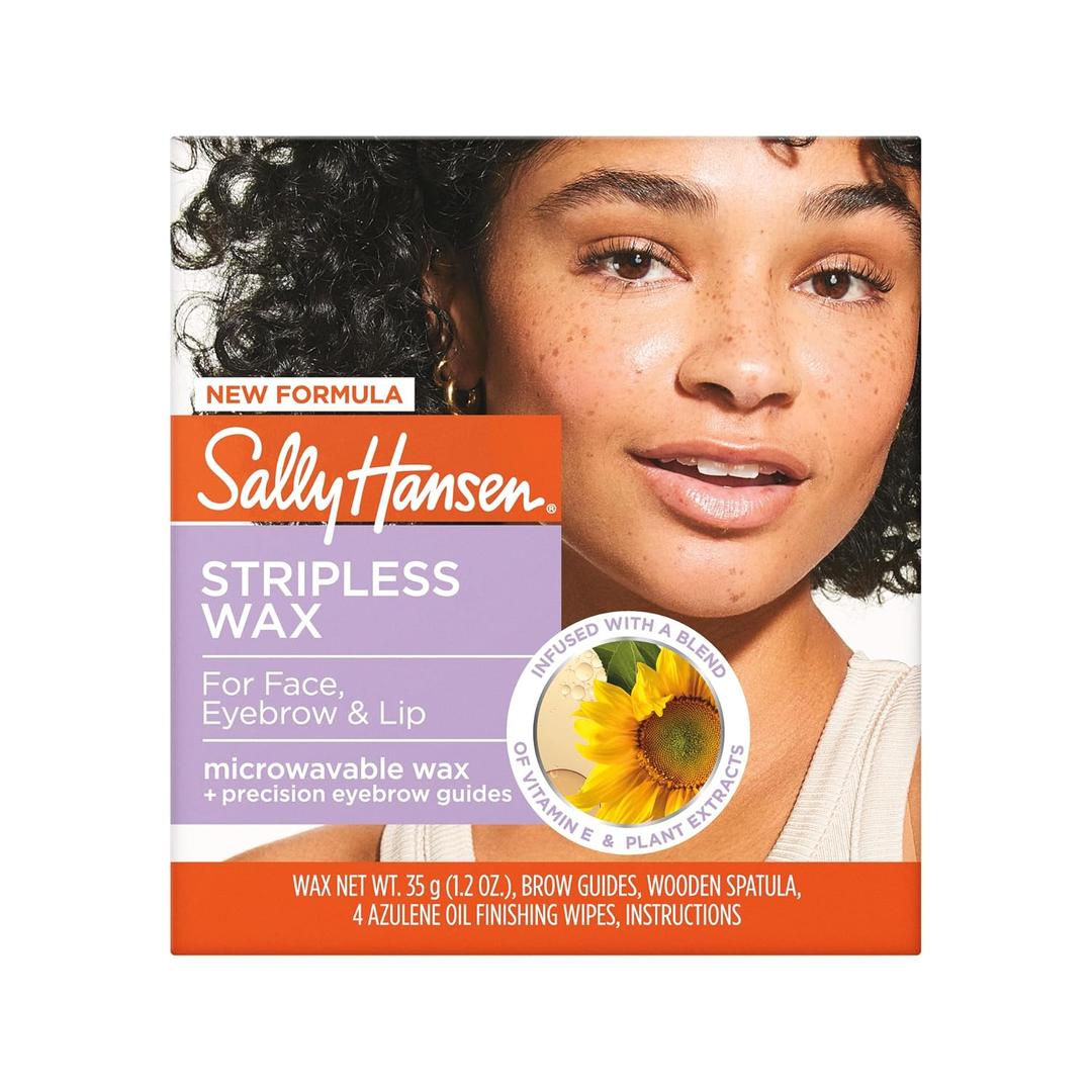 3 x Sally Hansen Stripless Wax Kit for Face, Eyebrow & Lip | Mircrowavable Wax, At-Home Hair Removal Kit, Quick & Easy