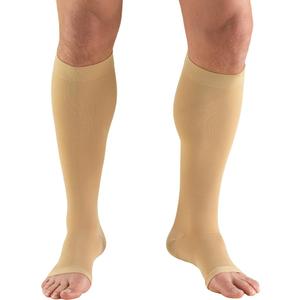 Truform Sheer Compression Stockings, 15-20 mmHg, Women's Knee High Length, Open Toe, 20 Denier, Small, Beige 