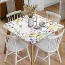 Spring Square Fitted Tablecloth with Elastic Edge Watercolor Floral Card Table Cover Waterproof Outdoor Table Cloth for Patio Kitchen Party Decor Fits for 36" x 36" Square Table