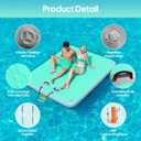 Inflatable Floating Dock, Water Island Float Raft Mat with Non-Slip Surface, Air Deck Platform, 6 Inch Thick for Pool, Lake, River, Beach, Ocean (Mint Green, 5 ft x 6.6 ft x 6")
