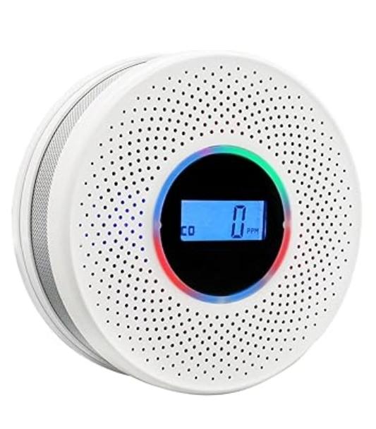 1 Coreel Smoke Detector Carbon Monoxide Detector Combo with Digital Display and Sound Light Alarm, Smoke & CO Alarm with Battery Operated for Home, Travel or RV, 