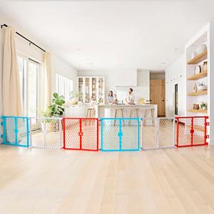 Regalo Safety 192-Inch Super Wide Baby Gate and Play Yard, 2-in-1 Convertible Plastic Baby Gate, Extra Wide Safety Barrier, Hardware Mounted, Adjustable Panels for Openings, Ages 624 Months