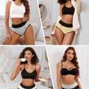 Avidlove Womens Underwear Cotton Hipster Panties High Waist Briefs Color Clash Underpants 1-4 Packs (X-Large)