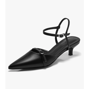 Coutgo Womens Kitten Heels Low Heel Dress Shoes Closed Pointed Toe Ankle Strap Work Office Pumps, Size 6
