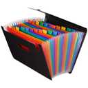 Magicfly Expandable File Folder with Lid, 24 Pocket Accordion File Organizer, A4 Letter Size Portable Rainbow Document Organizer with Guides, Multi-Color File Wallets Stand Bag for Office, Business