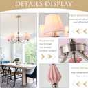 Pink Chandelier for Bedroom Light FixtureBrushed Nickel Art Deco Chandelier with Fabric Shade,Antique Modern Chandeliers paired with Ceramic for Girls BedroomLiving RoomDining Room