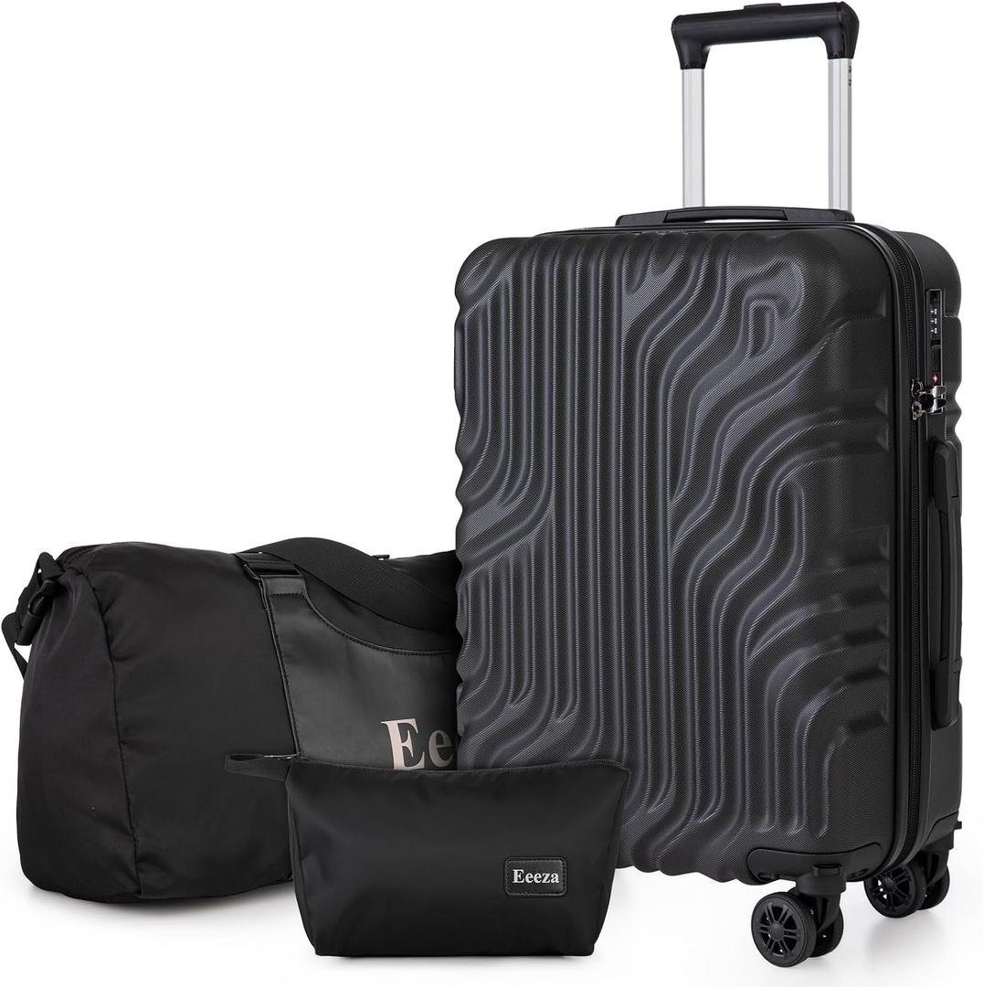 Carry On Luggage Se t 22x14x9 Airline Approved, 3 Piece 20 Inch Lightweight ABS Hardside Suitcases with Spinner Wheels and TSA Lock