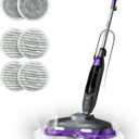 Scrub & Steam Mop with Rotating Mop Pads, LED Headlights, 6 Scrub Pads, Large Tank, Swivel Steering, Effortless Scrubbing Hard Floor Cleaner Upgraded