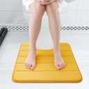 Buganda Memory Foam U-Shaped Contour Toilet Rugs, Non Slip Absorbent, Thick Soft Washable Bathroom Mat, Floor Carpet Bath Rugs Mat for Toilet Base (24" x 20", Yellow)