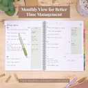 Rileys Academic Planner 2025-2026, Daily, Weekly & Monthly Planner, July 2025 - June 2026, Student Notes Pages, Twin-Wire Binding, Weekly Agenda for School & Work (8.5 x 11-Inches, Green, Typographic)