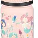 Fanhaw 14 Oz Kids Insulated Water Bottle with Straw - Stainless Steel Double Wall Vacuum Cup, Leakproof, BPA Free, Suitable for Boys and Girls(Pink - Sweat Mermaids)