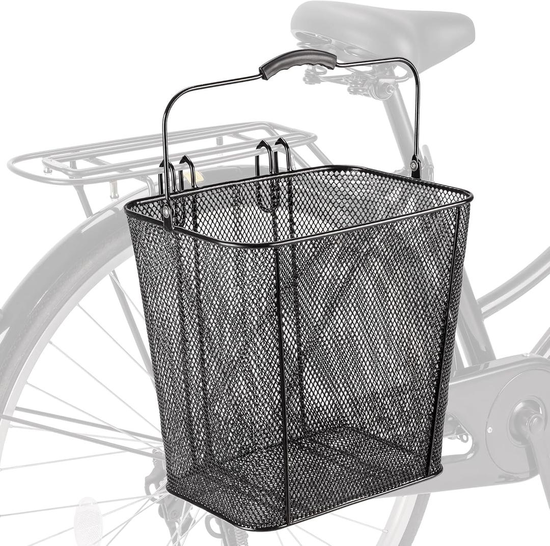 CXWXC Pannier Bike Basket with Handle - Detachable Rear Wire Baskets, Small