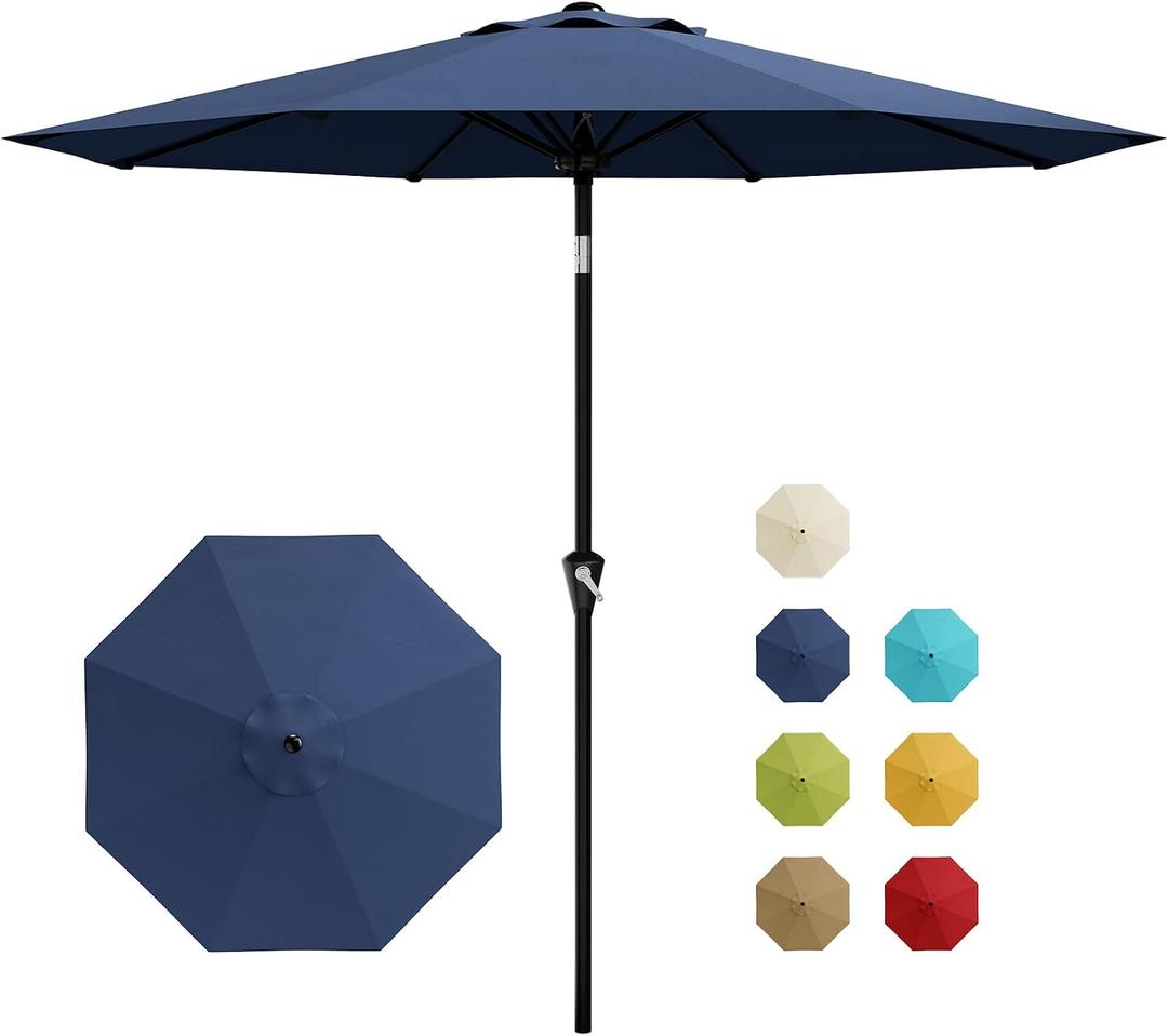 Garvee 10FT Patio Umbrella - Outdoor Table Umbrella with Smooth Crank Lift, Push Button Tilt and 8 Sturdy Ribs - Market Umbrella UV Protection Waterproof for Pool, Deck, Yard, Garden