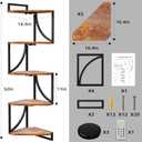 HAAYOT Corner Shelf Wall Mounted with Lights, 5-Tier Floating Metal Shelves for Living Room, Bedroom, Rustic Brown, 10 inches x 14 inches x 52 inches