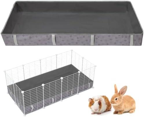 Funfurry Waterproof Guinea Pig Cage Liner,Washable Tarp Bottom Base,Cage Liners for Small Animals,Hamster Chinchilla Hedgehog Ferret Rabbit. (Dark Grey-Paw, 24" X 60")