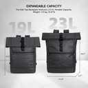 Rolltop Backpack Water Resistant for Adults 15 inch Laptop Backpacks Heavy Duty Commuter Mens Backpack for Work College Travel Black