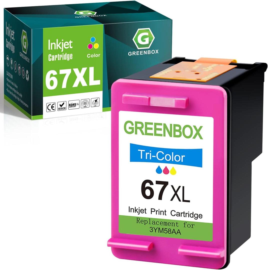 67XL Tri-Color High-Yield Ink Cartridge Replacement for HP 67 XL 67XL Color Ink Cartridge for DeskJet 4155e 2734e 4100e 2855e 4255e 2700 2755e 2700e Envy 6055e 6000 6455e 6400 Printer Ink 67