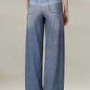 Womens French Terry Wide Leg Sweatpants Jeans Stretch Breathable Comfort Pants for Casual & Workout Y2K Clothes (Blue, M)