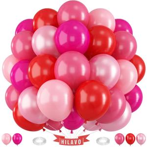 Red Pink Balloons 60 Pcs 12 Inch Fuchsia Hot Pink Rose Red Balloon Neon Pink Magenta Strawberry Berry Helium Balloons for Girls Princess Wedding Valentine Baby Shower Birthday Party Decorations
