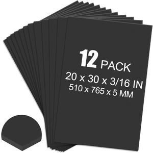 ToLanbbt 12 Pack Black Foam Board, 20 x 30 x 3/16" Thick Foam Core Acid Free Poster Foamboard for Art Craft Projects, Painting, Displaying, Signage, Wedding, School