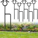 14 inch Garden Hose Guide Spike, 6 Pack Metal Hose Guides for Garden Heavy Duty Rustproof Coated Stake Keeps Water Hose Out of Flower Beds for Outside Lawn & Yard Plant Protection (Black)