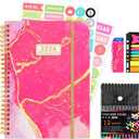 2026 Planner, Daily Weekly Monthly Planner with Tabs, 2026 monthly planner with Color Pen, Sticky Notes and Stickers, 6.2" x 8.5", Durable Twin Wire Binding, Storage Pocket - Pink Marble